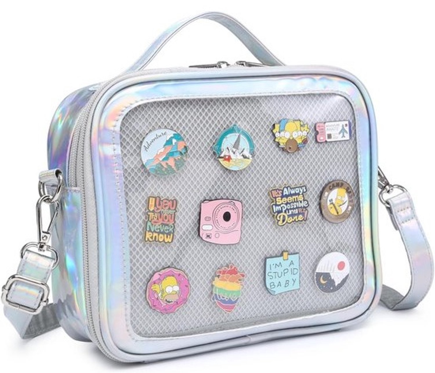 Kawaii Ita Tas als Schoudertas en Crossbody met Transparant Venster voor Pins en Accessoires