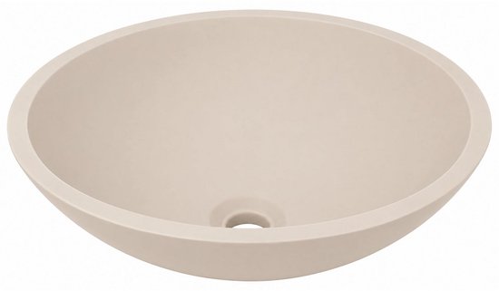 Ronde Wiesbaden waskom van beige solid surface materiaal, afmeting 43 x 13 cm.