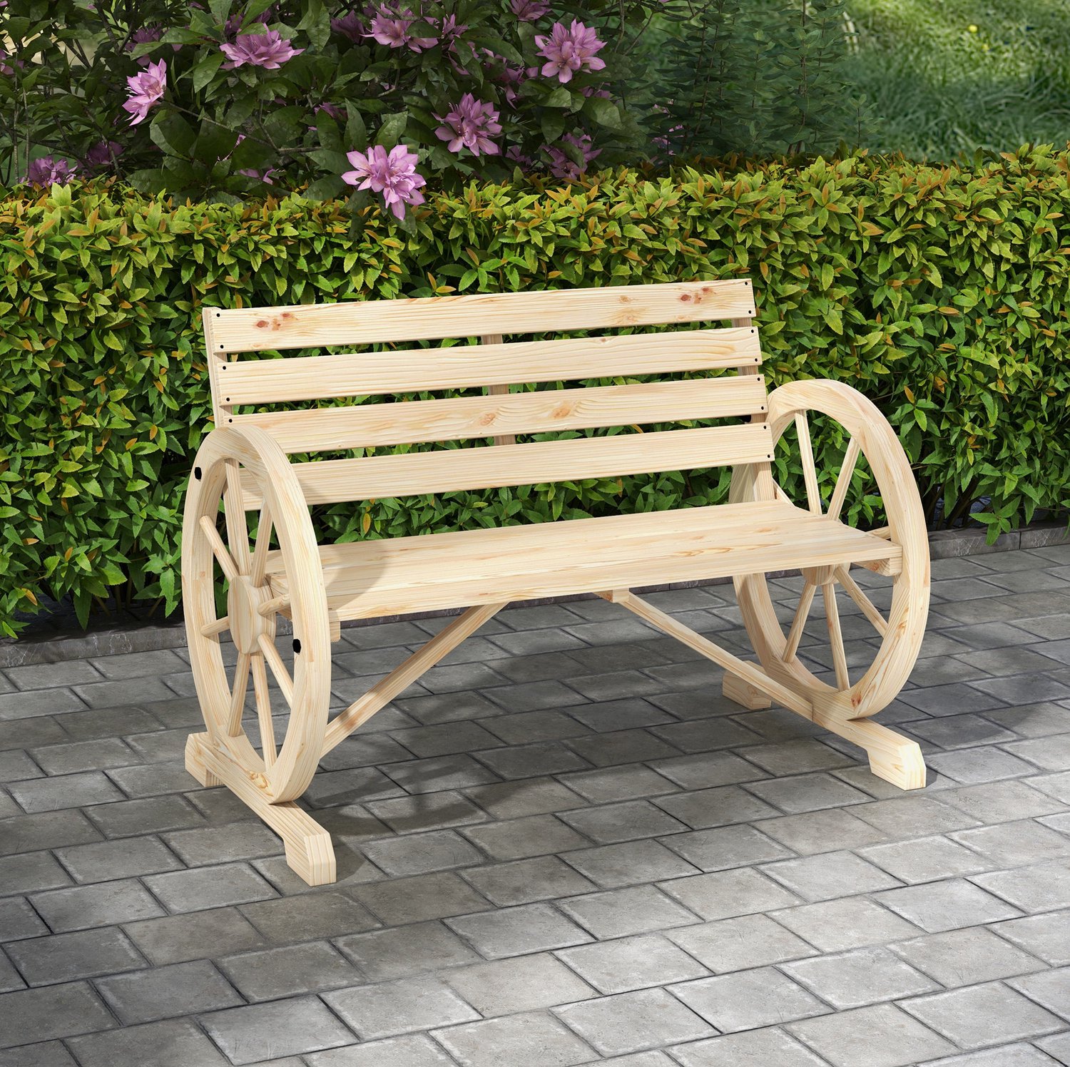 CHICFURN Tuinbank - 2-zits - Met armleuningen - Naturel hout