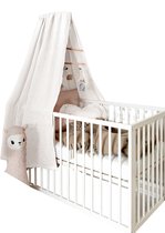 LILIMAUS Klamboe met bedhemelstang met gouden details - hemeltje babybed set - mousseline katoen - 140 cm - wit