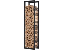 Verticaal brandhoutrek van metalen buizen tot 100 kg - 40x25x150 cm zwart