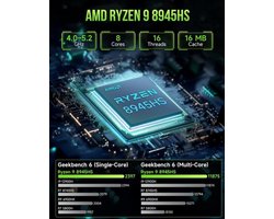 Mini Desktop PC Ryzen 9 8945HS - 32 GB DDR5 RAM - 2 TB PCIe 4.0 SSD - Mini-PC - Gaming - Windows 11 Pro