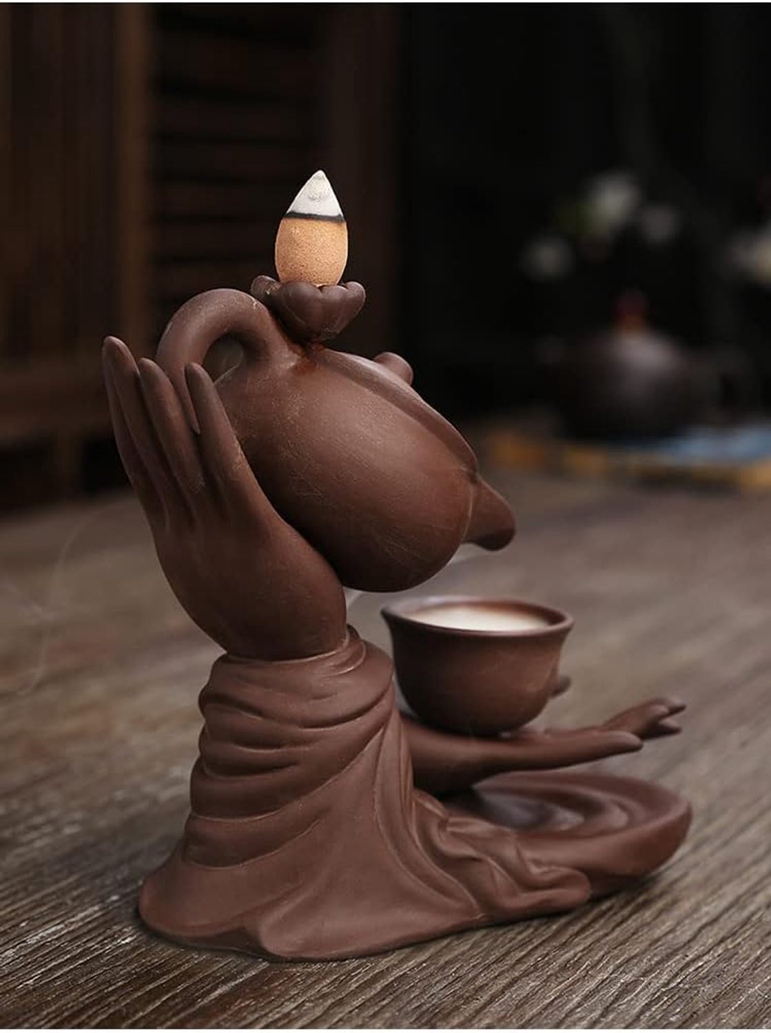 Wierookbrander theepot - keramisch - met 20 terugstroomkegels - voor ontspanning - m-winkel