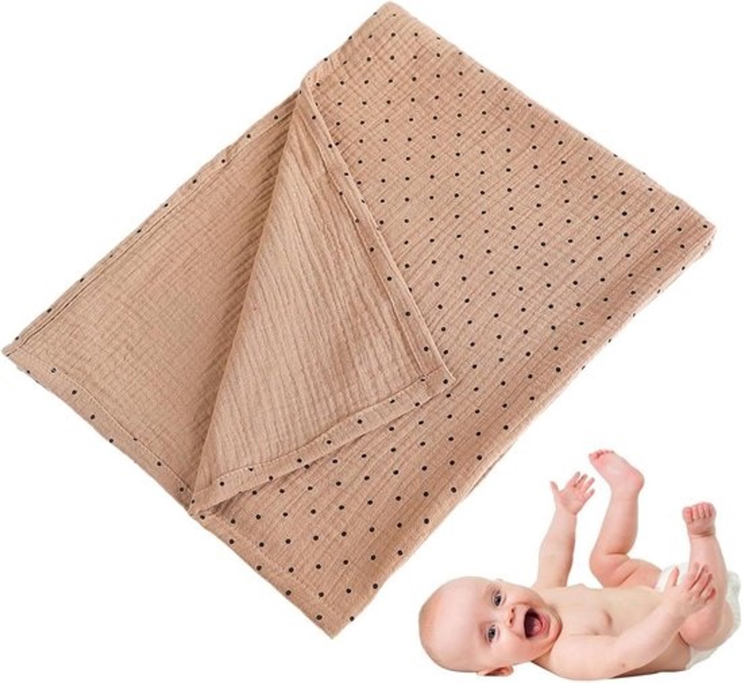 Mousseline Babydeken - Inbakerdoek en Wikkeldeken - Babycomfort - Ademend Zacht Katoen - 80 x 65 cm - C