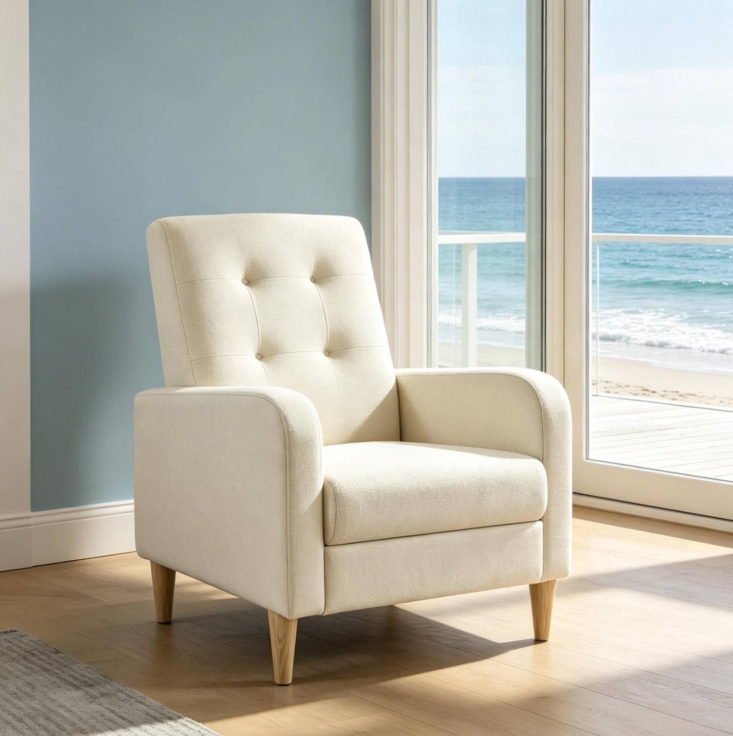 CHICFURN Fauteuil - Met armleuningen - Hoge rugleuning - Beige