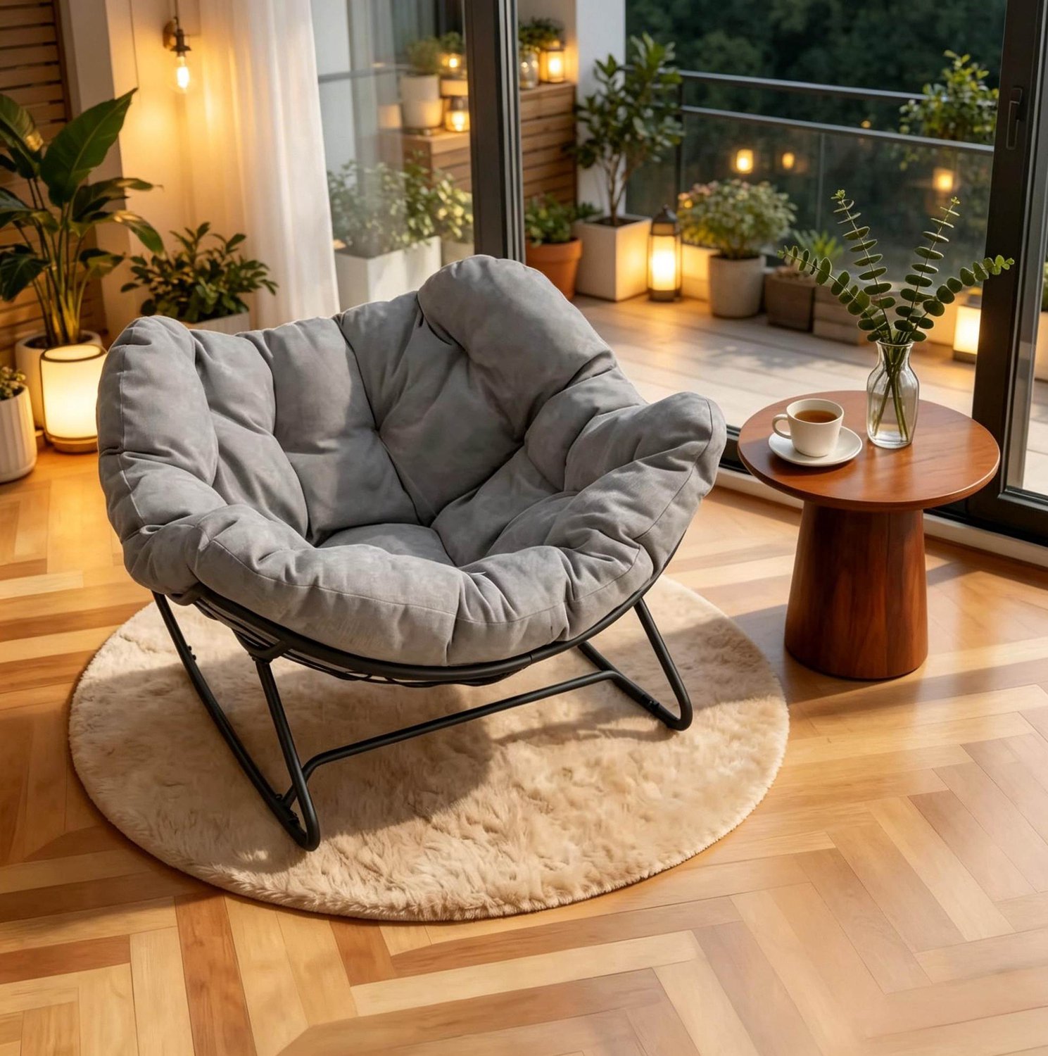 CHICFURN Schommelstoel - Schommelbasis - Metalen frame - Lichtgrijs