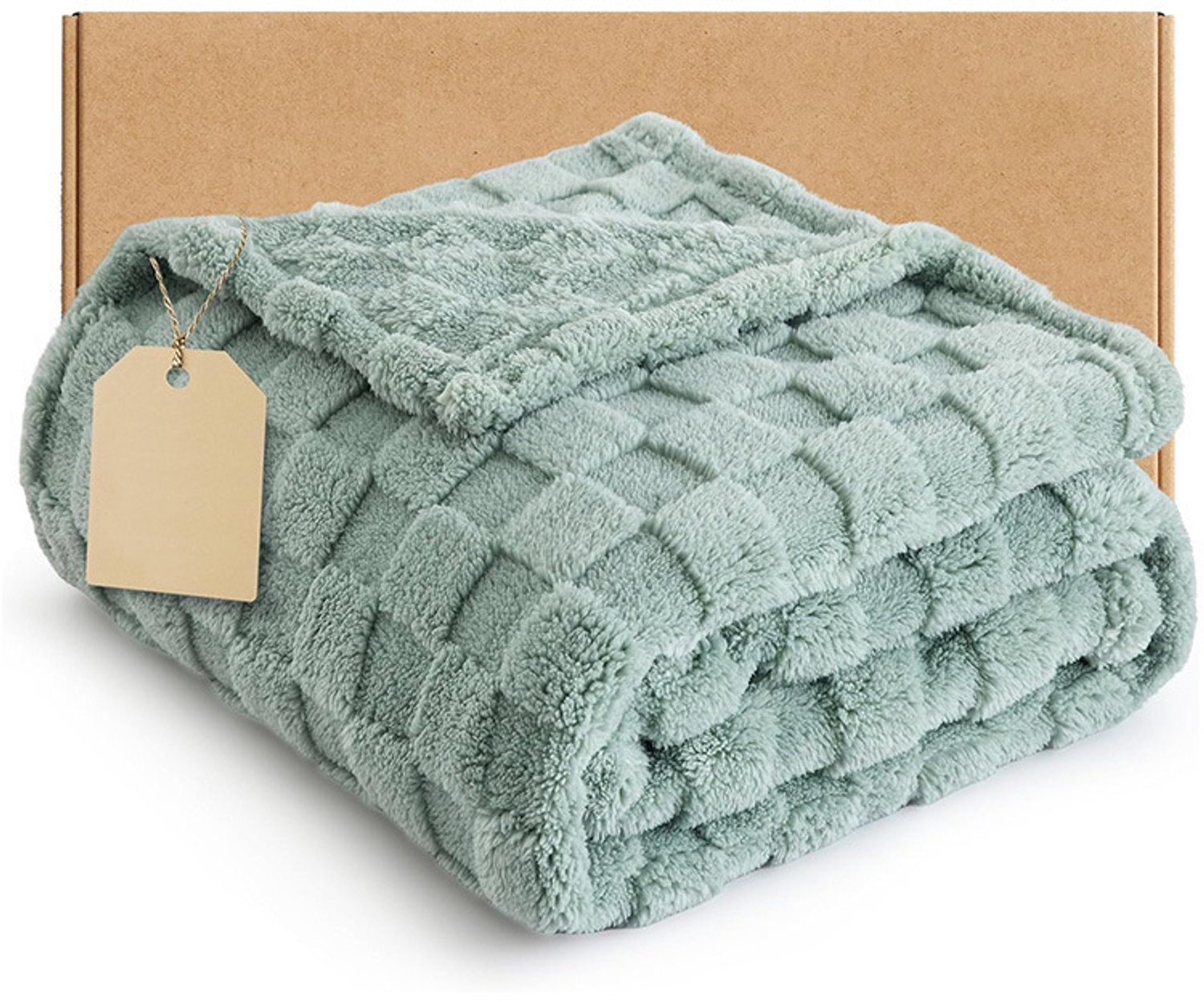 Blanket - Deken - 150 x 200 cm- Plaid - Plaid voor bank en bed - Superzacht & Warm - Scandinavisch Woondeken - Double Blanket - Sofa Blanket - 3D Checkered Blanket - Soft Blanket - Warm Blanket - Voor op de Bank, Bed of Woonkamer Decoratie - Khaki