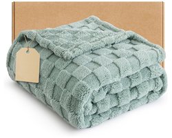 Blanket - Zachte fleecedeken - warm en comfortabel - zachte rustieke deken - Verwarmde Plaid - Double Blanket - Sofa Blanket - 3D Checkered Blanket - Soft Blanket - Plaid voor bank en bed - 150 x 200 cm - Voor op de Bank, Bed of Woonkamer Decoratie