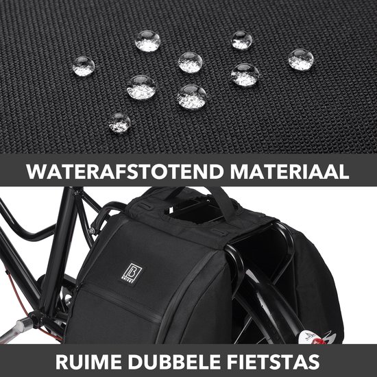 Brisby Dubbele Fietstas 28 Liter – Koeltas en Lunchtas – 4-laags Geïsoleerd – Voor Gewone en Elektrische Fiets – Waterafstotend met Waterdichte Ritsen – Zwart — afbeelding 5