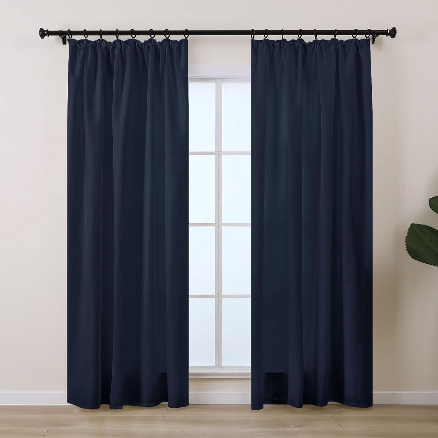 Gordijnen ondoorzichtig 245 cm - donkerblauw - katoenlook - ideaal voor privacy - 2 stuks - m-winkel