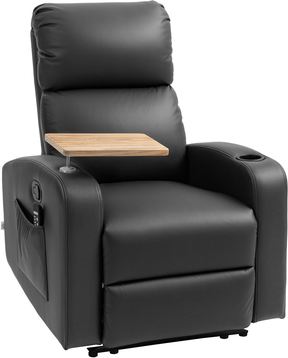 Homona Massagefauteuil - Met 8 vibratiepunten en voetensteun - Met klaptafel en bekerhouder - 77 x 93 x 105 cm - Zwart