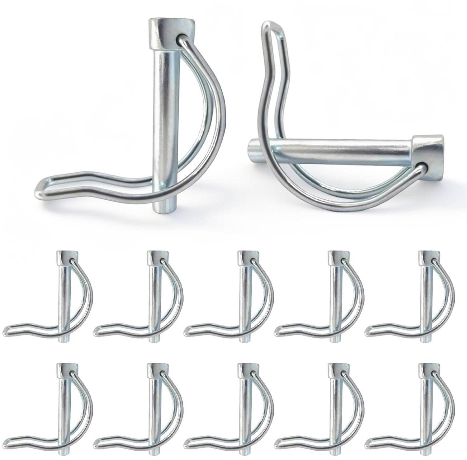 Set van 12 Vouwbare D-vormige Fuse Pins 8 x 50 mm met Vergrendelbare Gegalvaniseerde Buizen voor Tuinieren, Bootonderhoud en Aanhangers