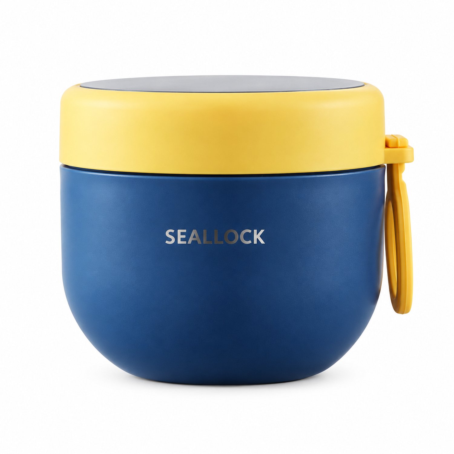 Broodtrommel 600 ml van kunststof, ronde lunchbeker met deksel, blauw-geel