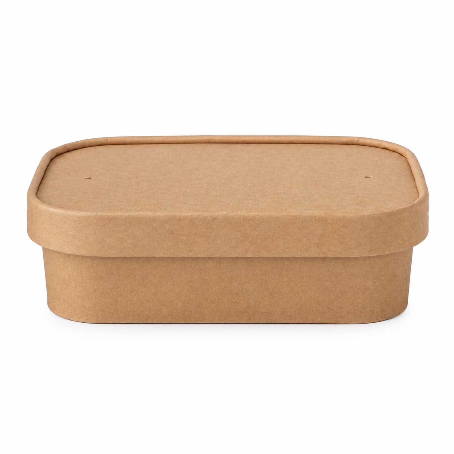 Wegwerpmaaltijdbakje van kraftpapier, 500 ml, rechthoekig met papieren deksel