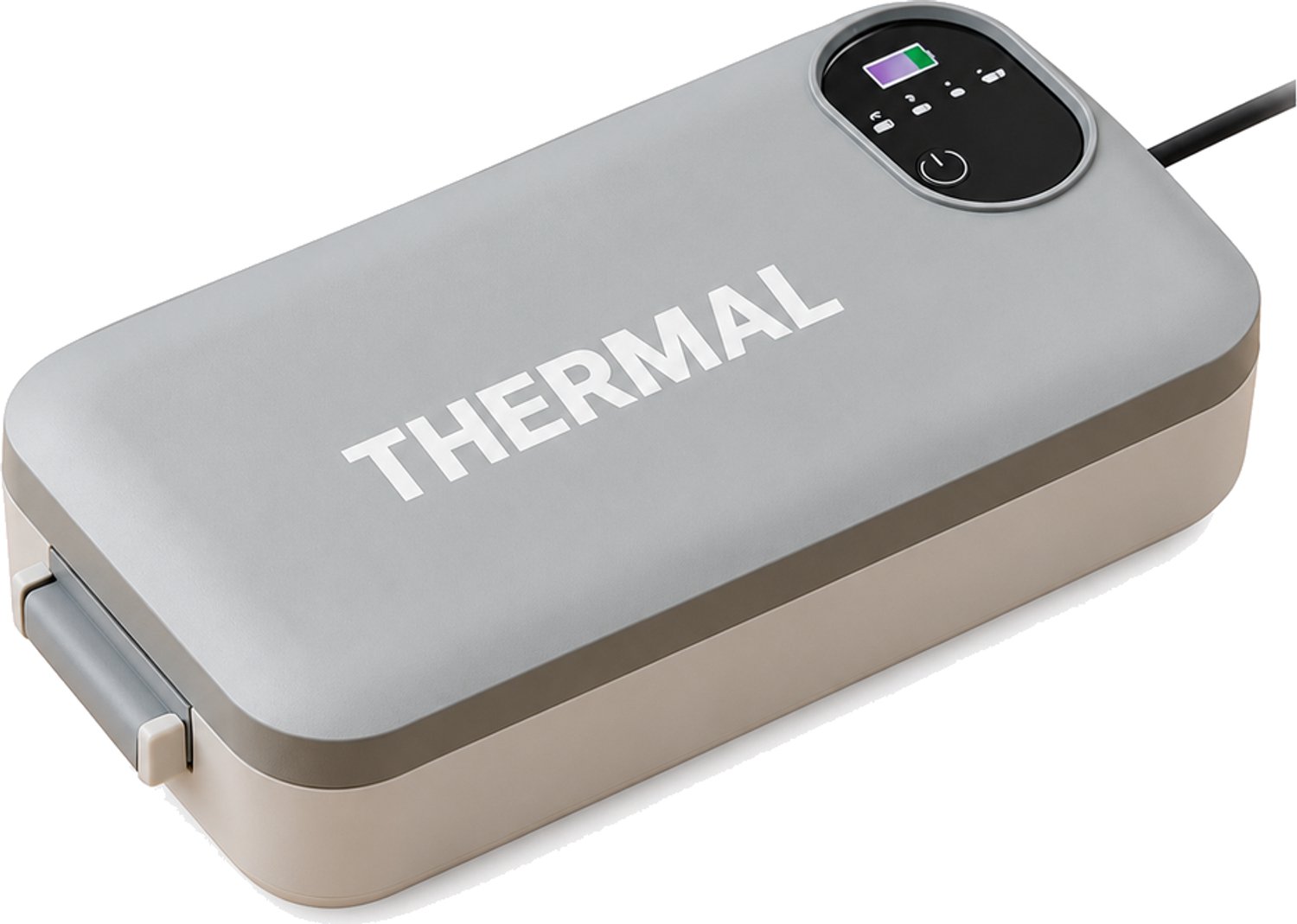 Grijze elektrische broodtrommel met digitaal display, meerdere temperatuurstanden en binnenbak van 304 roestvrij staal