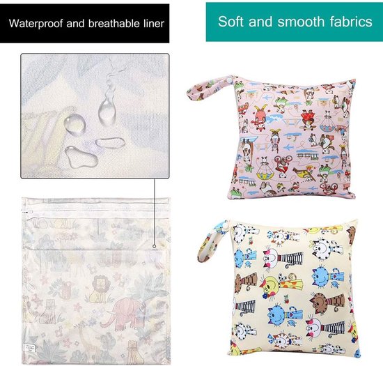 Wet Dry Bag, Hanging Diaper Storage Bag, Diaper Bag for Babies Waterproof Bag with Zipper Washable Reusable Baby Cloth Wet Bag for Travel, Swimwear, W — afbeelding 4