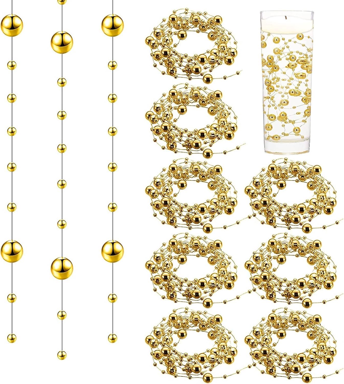 18pcs kunstparels strengen 117cm - goud - vulling voor vazen - perfect voor bruiloften en feestdecoraties - Luxento