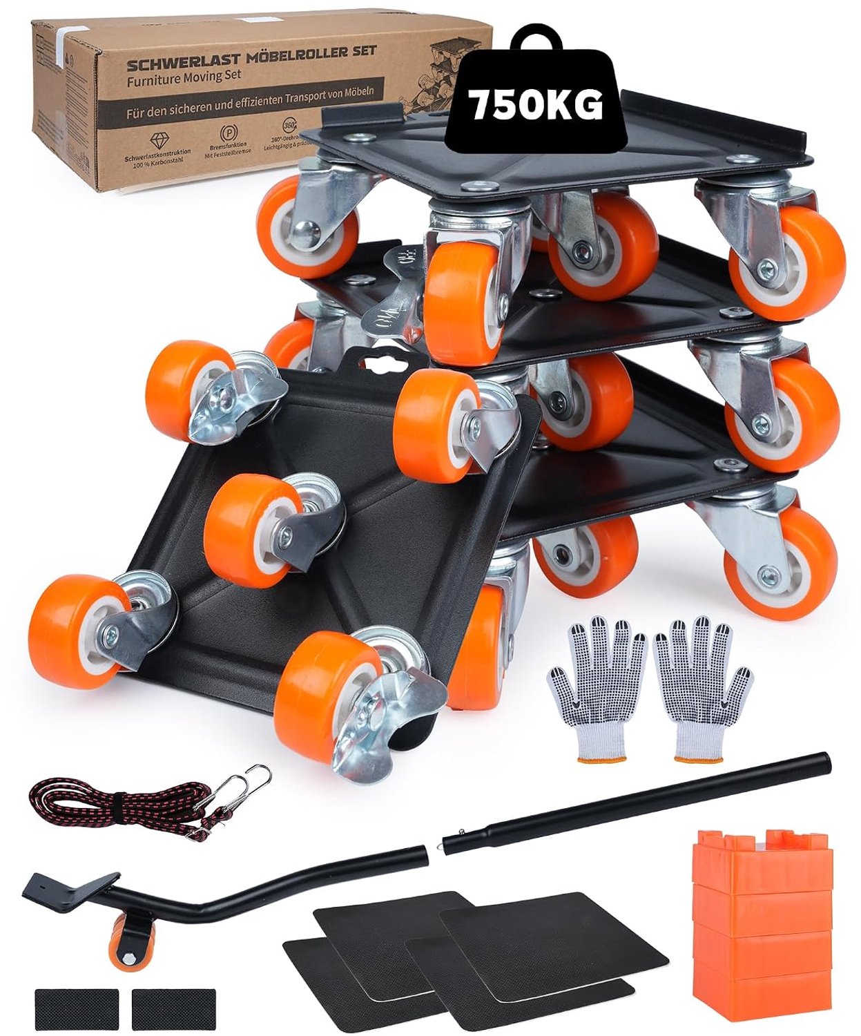 Meubelwielen voor zwaar gebruik - 100 mm - rubber - ideaal voor meubels - ShopVlot