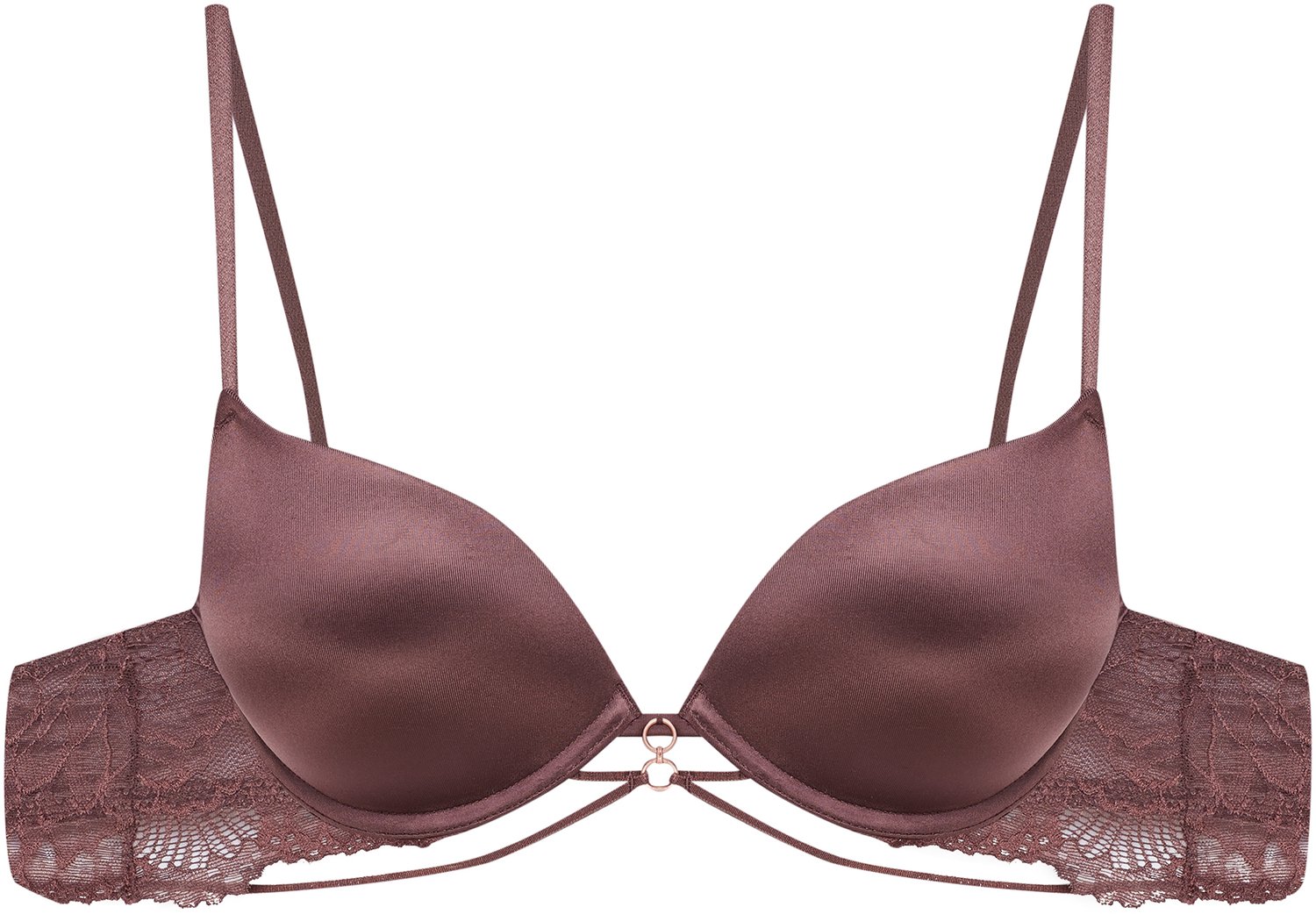 ESOTIQ Olive - Push-upbeha - Donkerchocoladebruin - Kantdetails