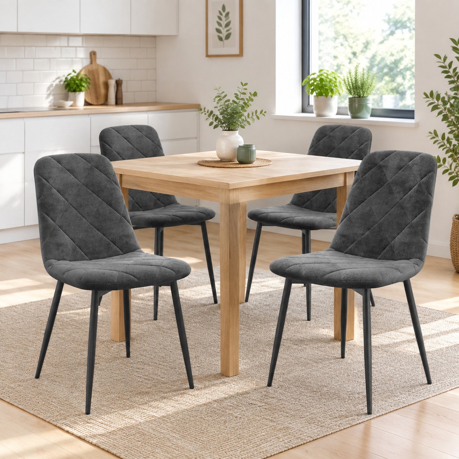CHICFURN Eetkamerstoelen - Set van 4 - Met rugleuning - Grijs