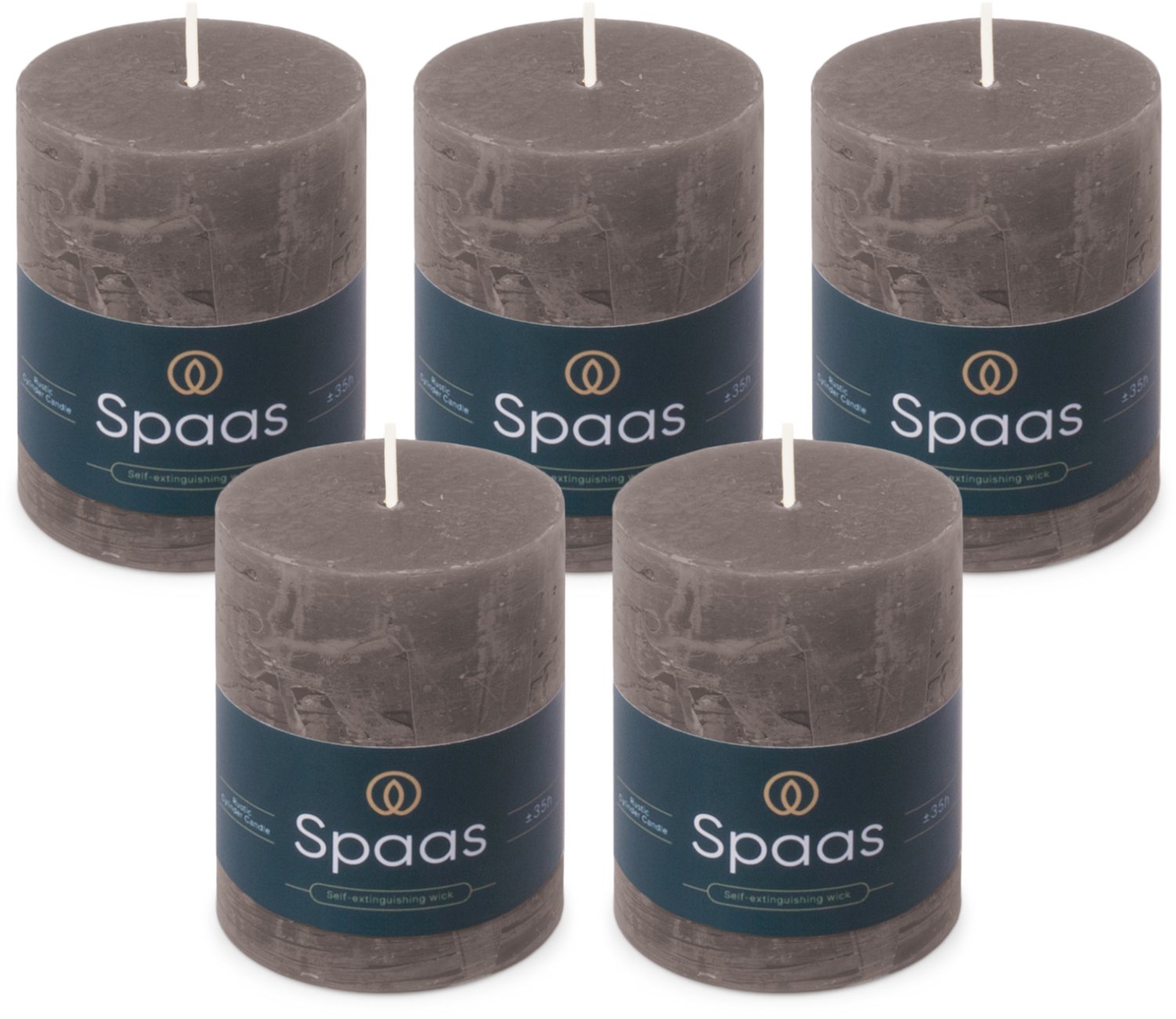 SPAAS Rustieke Stompkaarsen - Donkergrijs - 70/95mm - circa 35 uur - 5 kaarsen