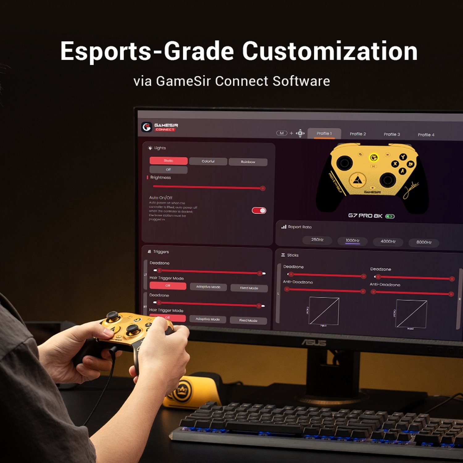 GameSir G7 Pro 8K - PC-Controller - Draadloos - 8000 Hz - TMR Gen-2 Sticks - Bluetooth - Zwart/Goud – foto 7