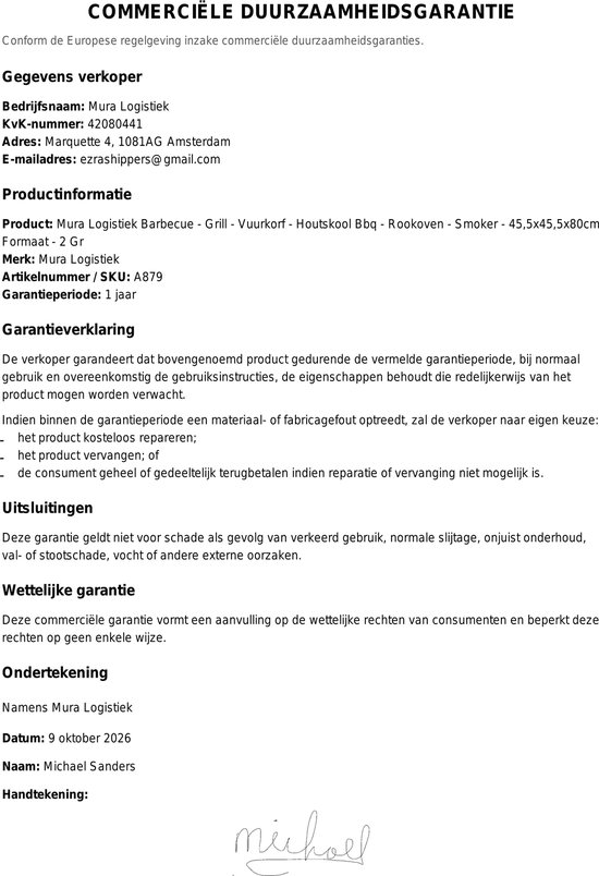 Mura Logistiek Barbecue - Grill - Vuurkorf - Houtskool Bbq - Rookoven - Smoker - Inc. Waterbak - Thermometer - 2 Grillroosters — afbeelding 4