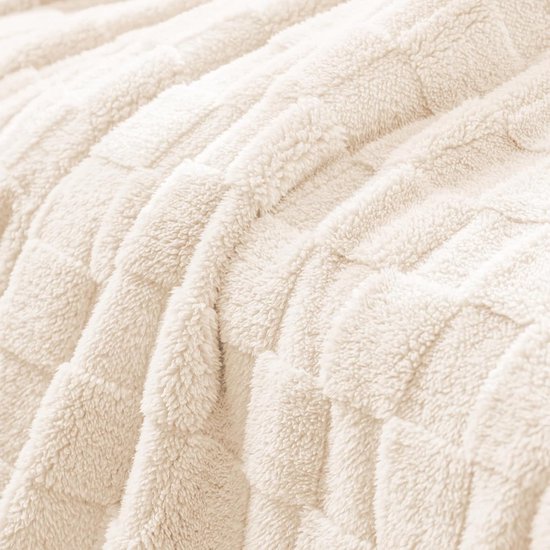 Blanket - Deken - 150 x 200 cm- Plaid - - Superzacht & Warm - Wit Plaid - Scandinavisch Woondeken - Double Blanket - Sofa Blanket - 3D Checkered Blanket - Soft Blanket - Checkered Wool Blanket - Warm Blanket - Plaid voor bank en bed — cadeau in Wonen & Interieur - foto 3