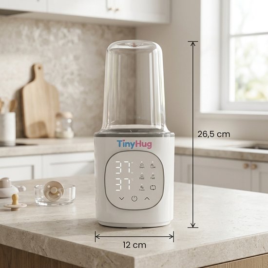 TinyHug Flessenwarmer 6-in-1 – Fleswarmer - Baby Flesverwarmer – Snel Opwarmen – 24U Warmhouden – Steriliseren & Ontdooien – Digitaal Display – Voor Flesjes en Babyvoeding – Wit — afbeelding 2