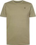 Olijfgroen T-shirt met ronde hals, korte mouwen en zwart Petrol-logo op de borst.