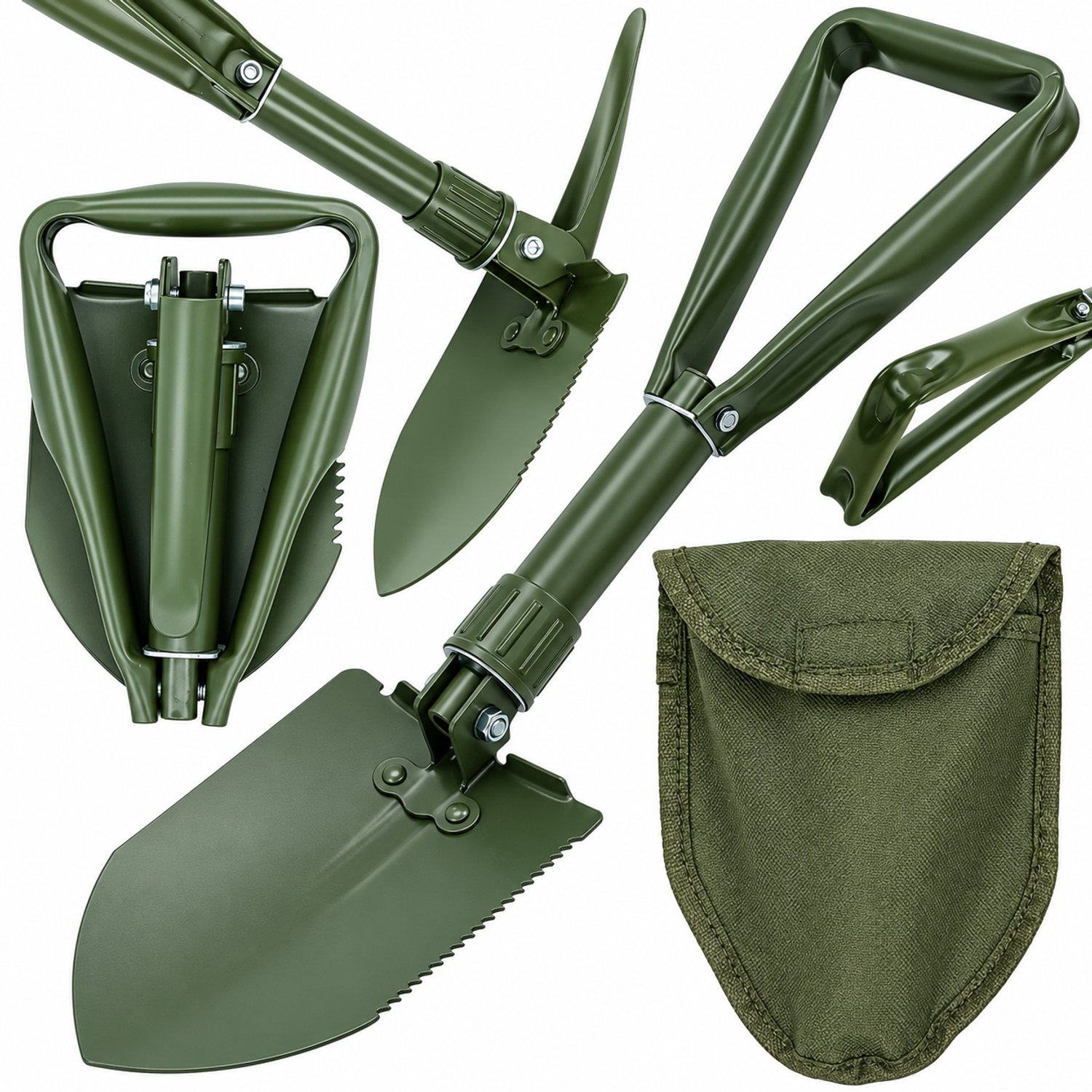 DPLUNIQ Schep - Overlevingspakket - Schop - Gereedschap - Multitool - Roestbestendig - Compact - Draagtas - Staal - Groen