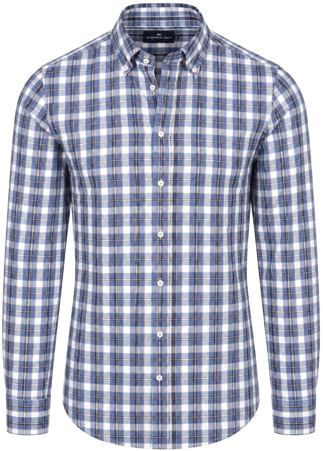 Steppin' Out Overhemd Ruit Blauw - Maat M - Heren