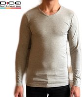 DICE Longsleeve V-hals shirt gemêleerd grijs maat L