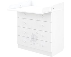 Shefa Kids babycommode 800 Teddy, wit - Babycommode met 4 laden