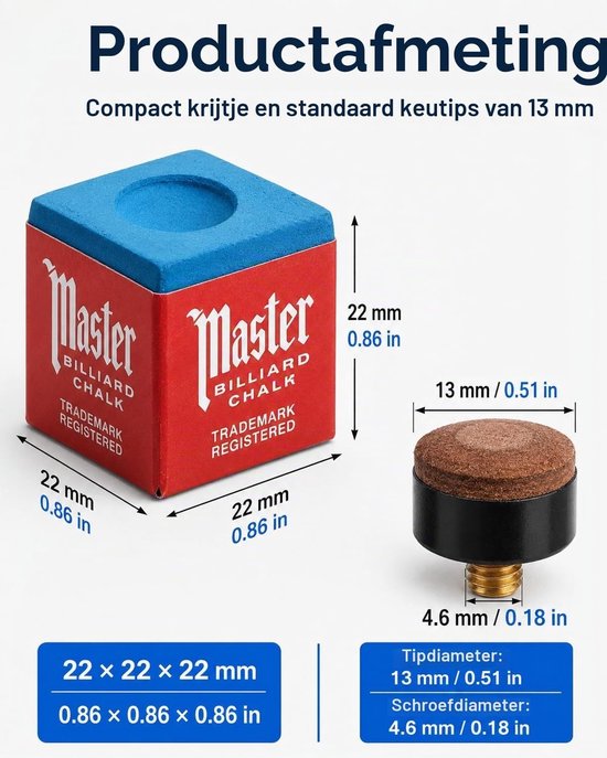 Set van 6 biljartkrijtjes met 2 keuclips en 4 vervangende tips voor biljartaccessoires, professionele keu-tip verzorging en nauwkeurige impactcontrole — afbeelding 3