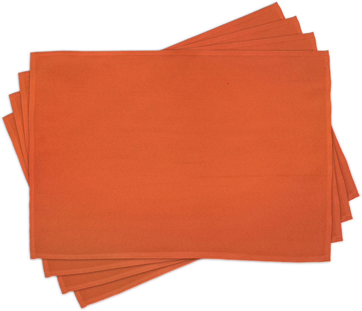 ABAKUHAUS Oranje Placemats Set van 4, Effen Achtergrond Illustratie met Warme Warme Kleuren Retro Stijl Bohemien Ontwerp Kunst, Wasbare Stoffen Placemats voor de Eettafel, Standaardformaat, Gebrand Oranje