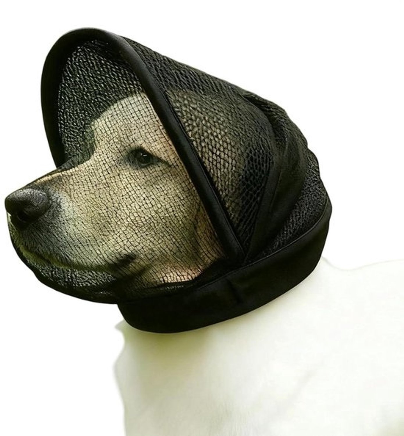 Honden Mesh Kap - Muilkorf voor Puppy Bescherming - Voorkomt Kauwen - Constante Luchtuitwisseling - XL - Zwart