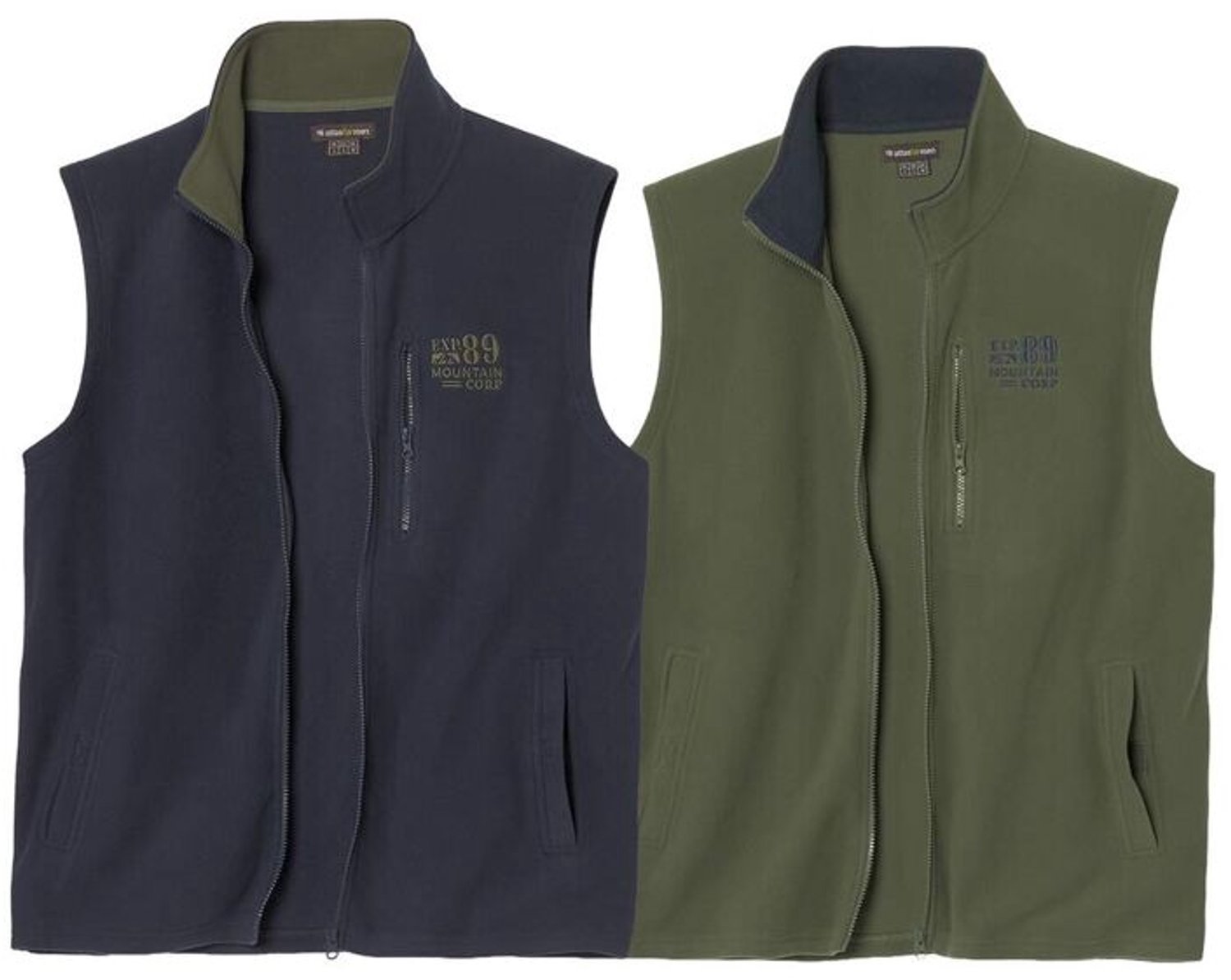 ATLAS FOR MEN Set van 2 mouwloze fleecevesten Heren Verkrijgbaar in grote maten Marineblauw