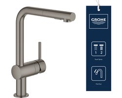 GROHE Minta Keukenkraan - Met handdouche - 2 straalopties - Mat antraciet (brushed hard graphite)