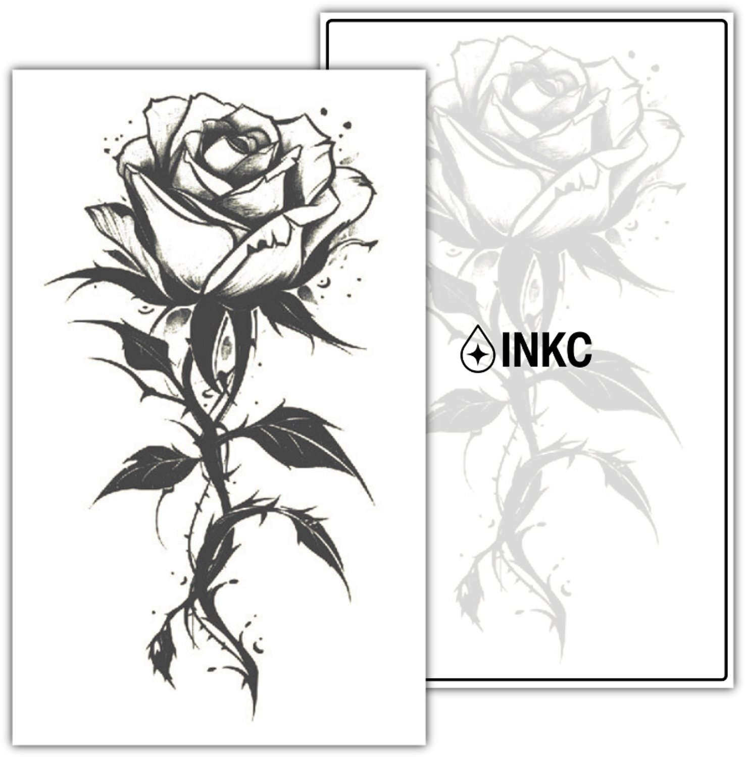 INKC - Tijdelijke Tattoo - Stekelige Roos - Nep Tattoo - Plak Tattoos - Blijft tot 2 weken - 11 x 18cm