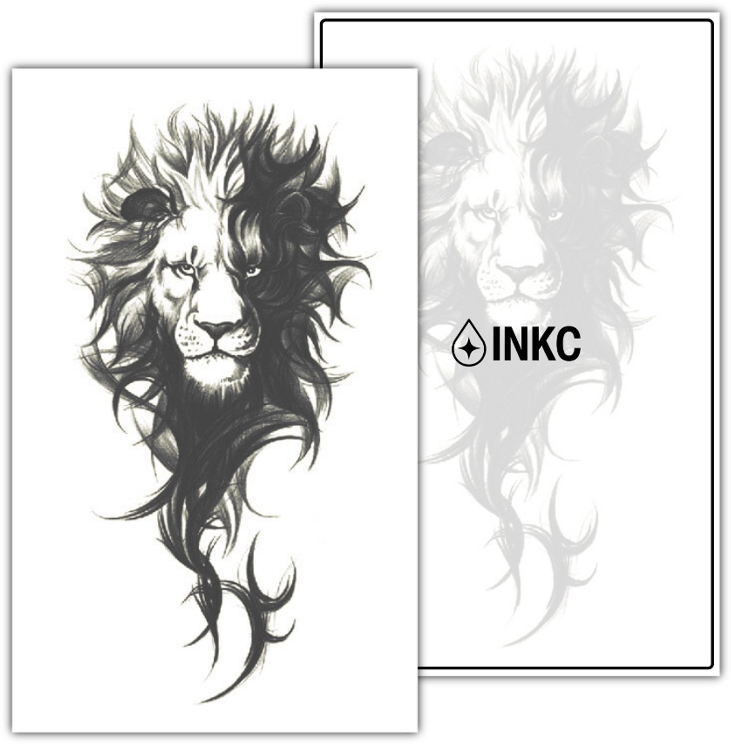 INKC - Tijdelijke Tattoo - Vluchtige Leeuw - Nep Tattoo - Plak Tattoos - Blijft tot 2 weken - 11 x 18cm