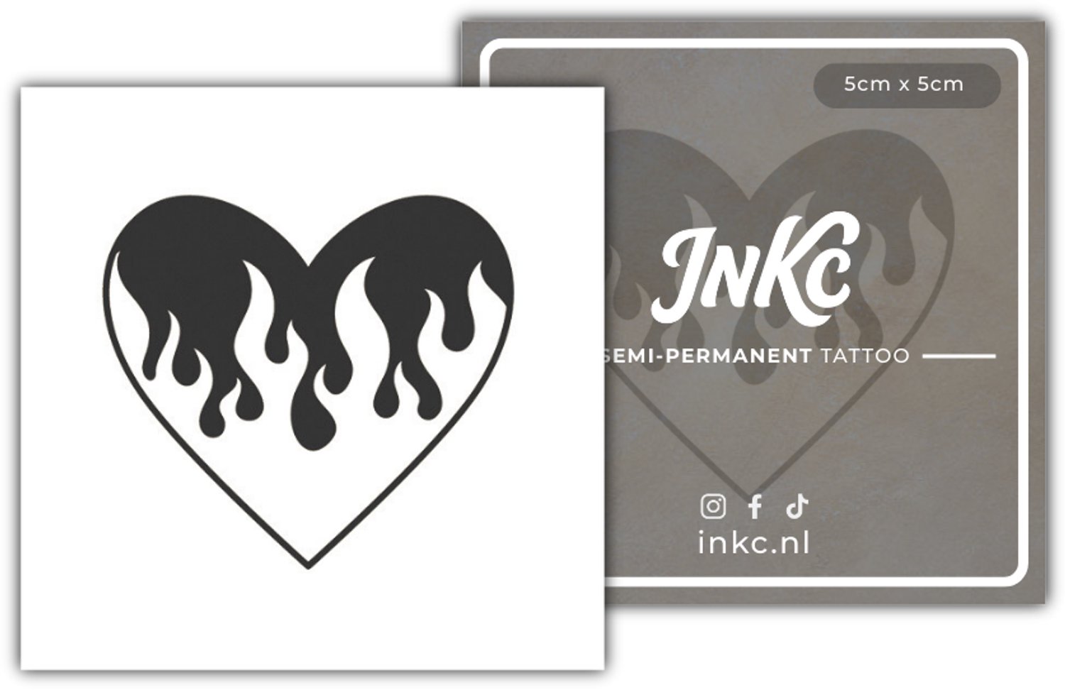 INKC - Tijdelijke Tattoo - Liefdesvuur - Nep Tattoo - Plak Tattoos - Blijft tot 2 weken - 5 x 5cm