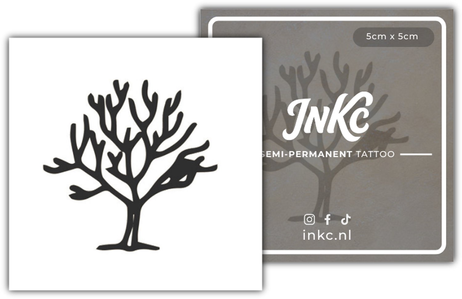 INKC - Tijdelijke Tattoo - Boom - Nep Tattoo - Plak Tattoos - Blijft tot 2 weken - 5 x 5cm