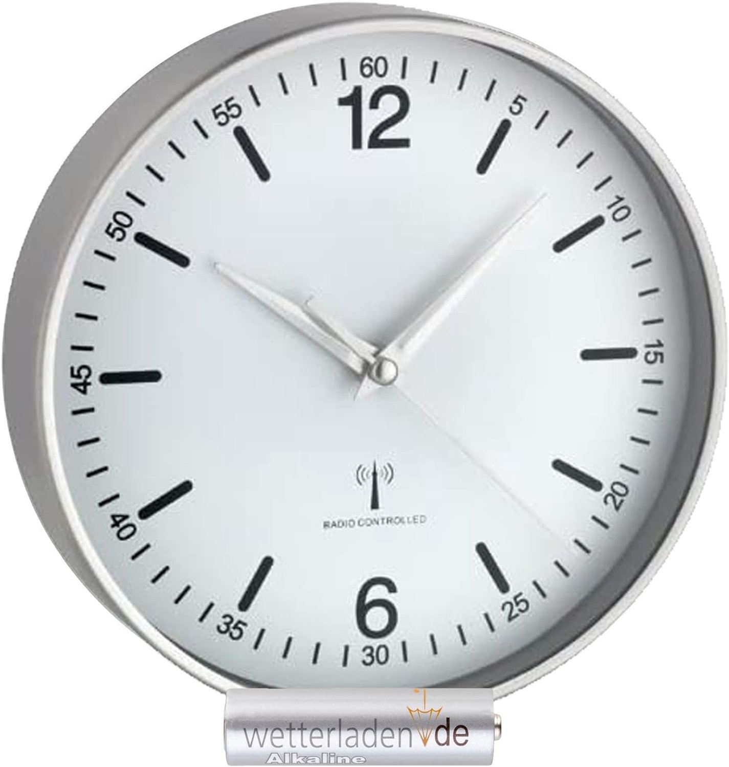 TFA Dostmann Radiografische Wandklok Wit met Aluminium Frame
