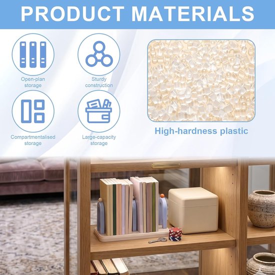 Decoratieve Boekensteunen voor Planken en Bureau, Antislip Plastic Boekensteunen voor Thuis, Kantoor en School — afbeelding 2