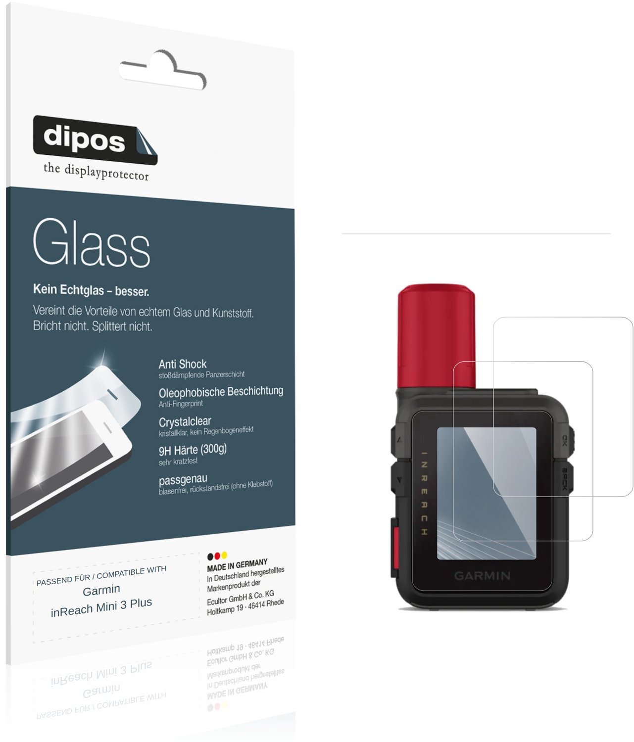 dipos – 2x Pantserfolie geschikt voor Garmin inReach Mini 3 Plus | 9H Screenprotector