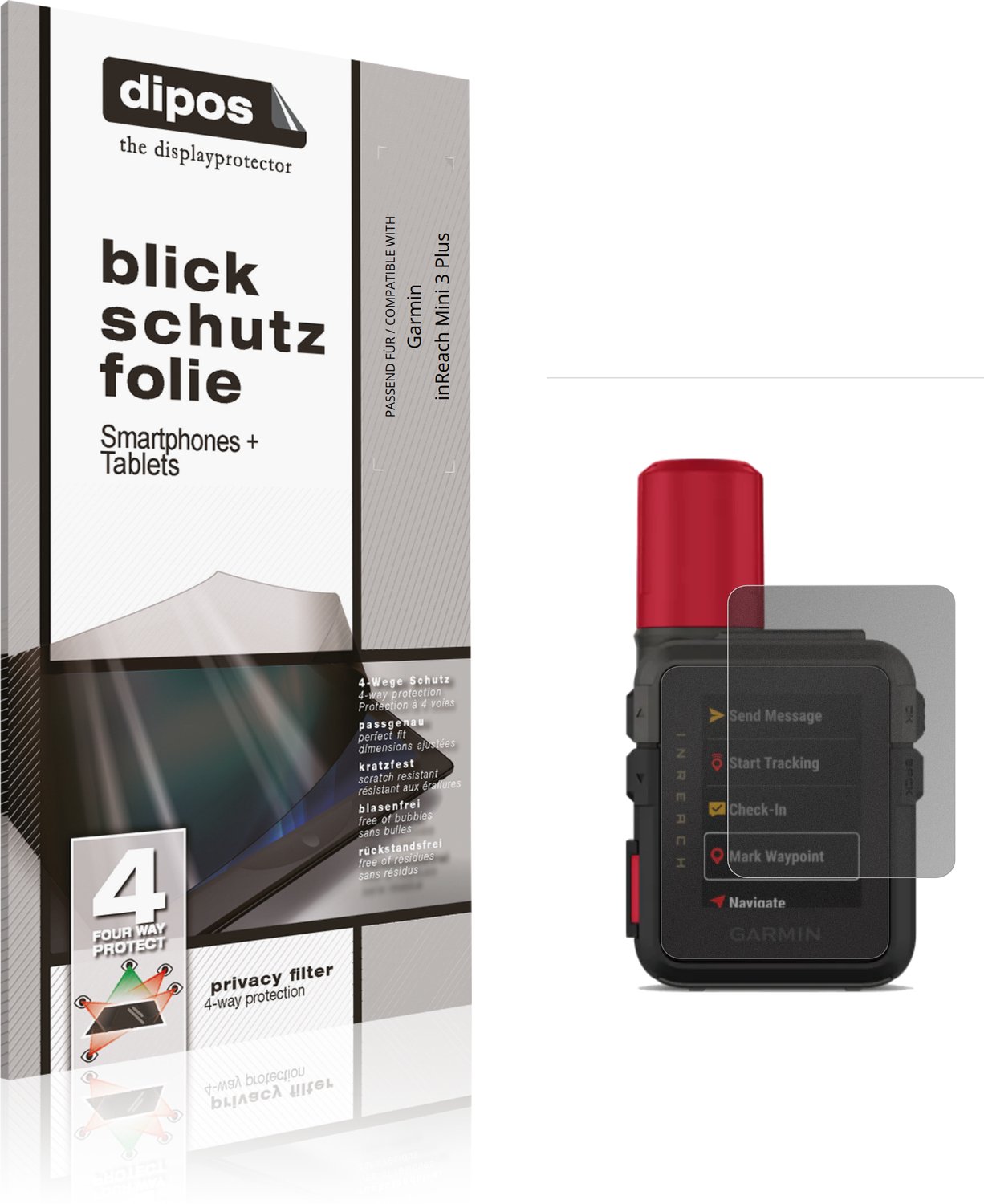 dipos – Matte Privacy Screenprotector geschikt voor Garmin inReach Mini 3 Plus | Anti-Spy Beschermfolie