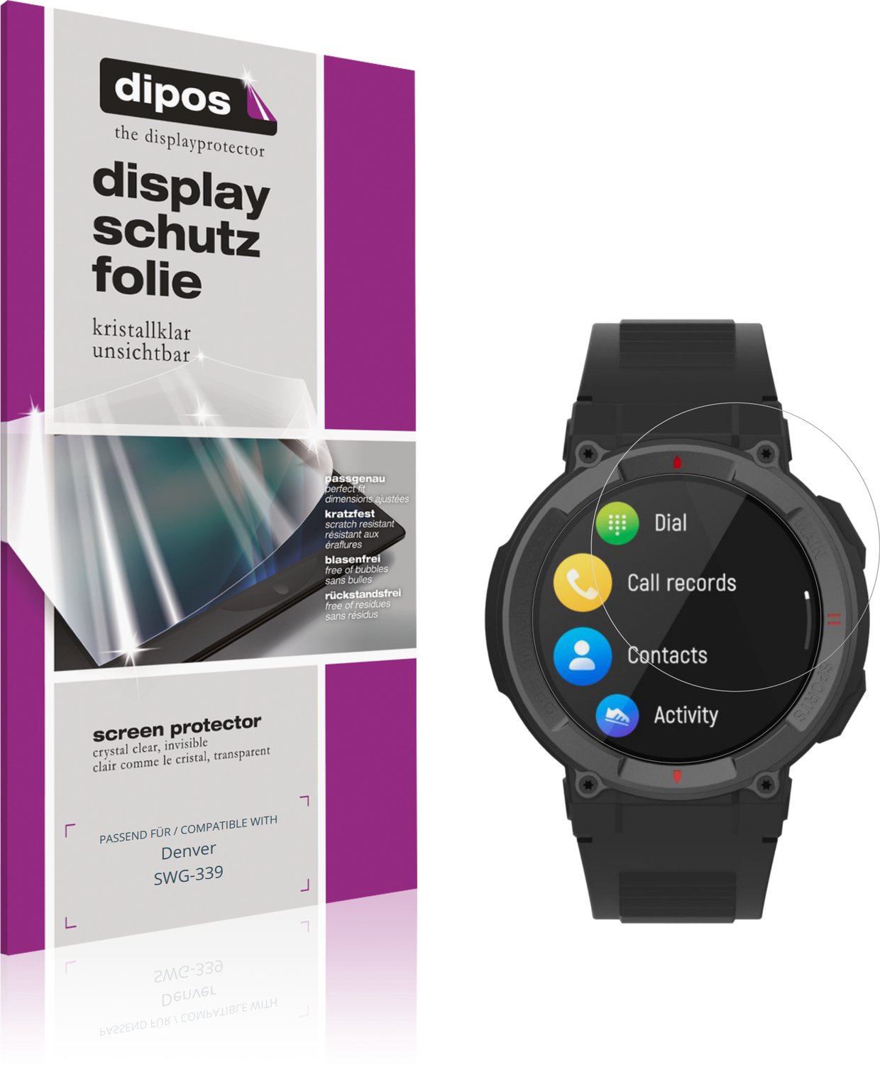dipos – 6x Beschermfolie geschikt voor Denver SWG-339 | Krasbestendige & heldere Screenprotector Ultra-Thin