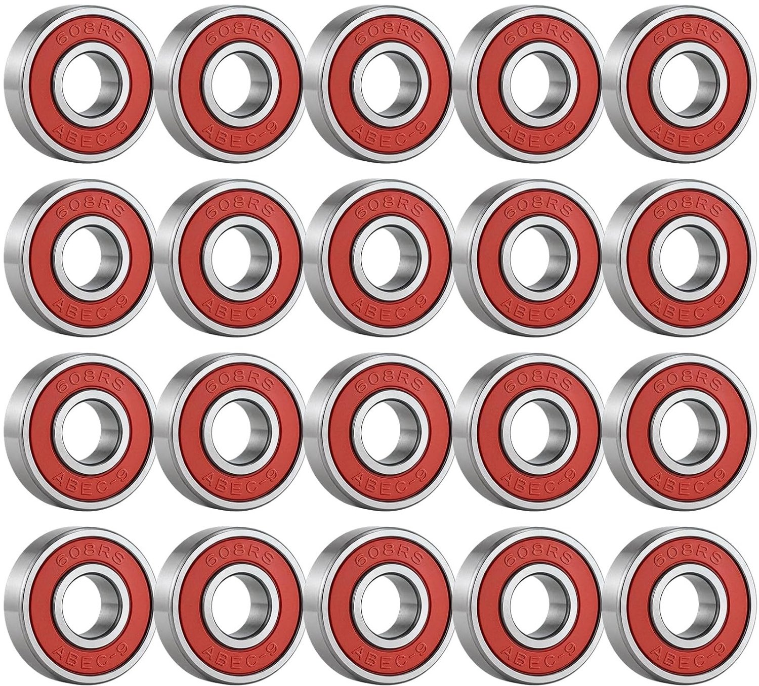 20 Stuks Skateboard Lagers Dubbele ABEC-9 608 2RS Hoogwaardige Precisie Lagers voor Skateboards en Longboards