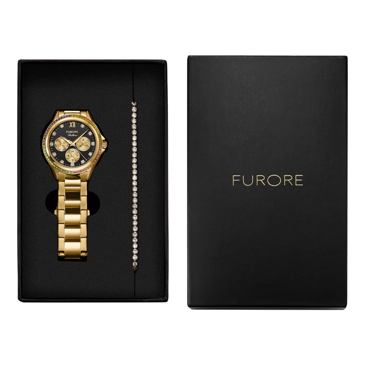 Furore - Dames Horloge Giftset Brilliance met armband - Goud